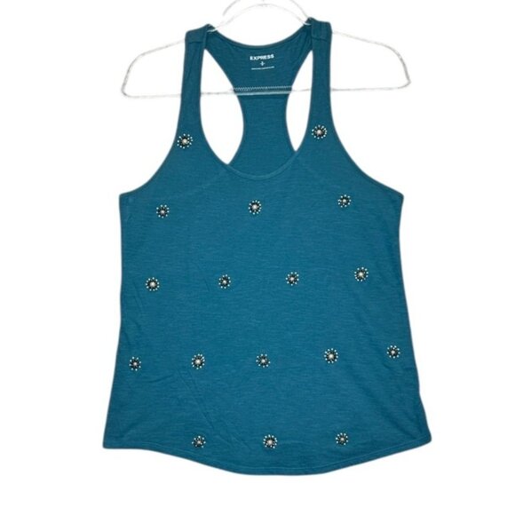 Express Turquoise Racerback Tank Top With Studded Embellishments S - Picture 7 of 7